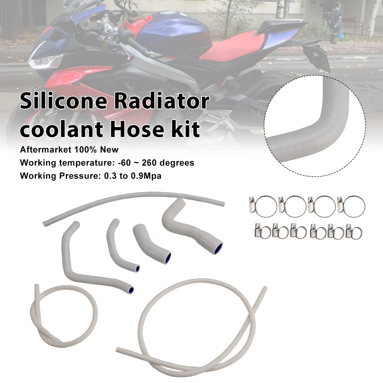 Silicone Radiator Coolant Hose for Aprilia RS 660 (2021–2025) White