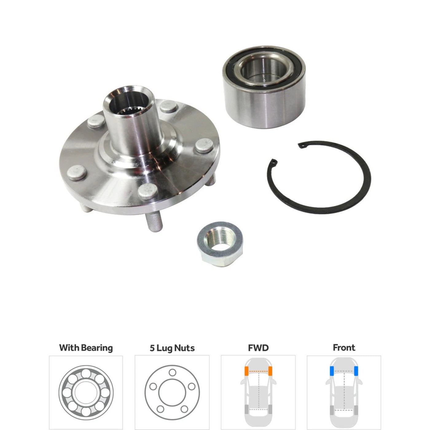 Wheel Hubs for Toyota Solara (1999–2003) Front & Rear 5 Lug with Bearing