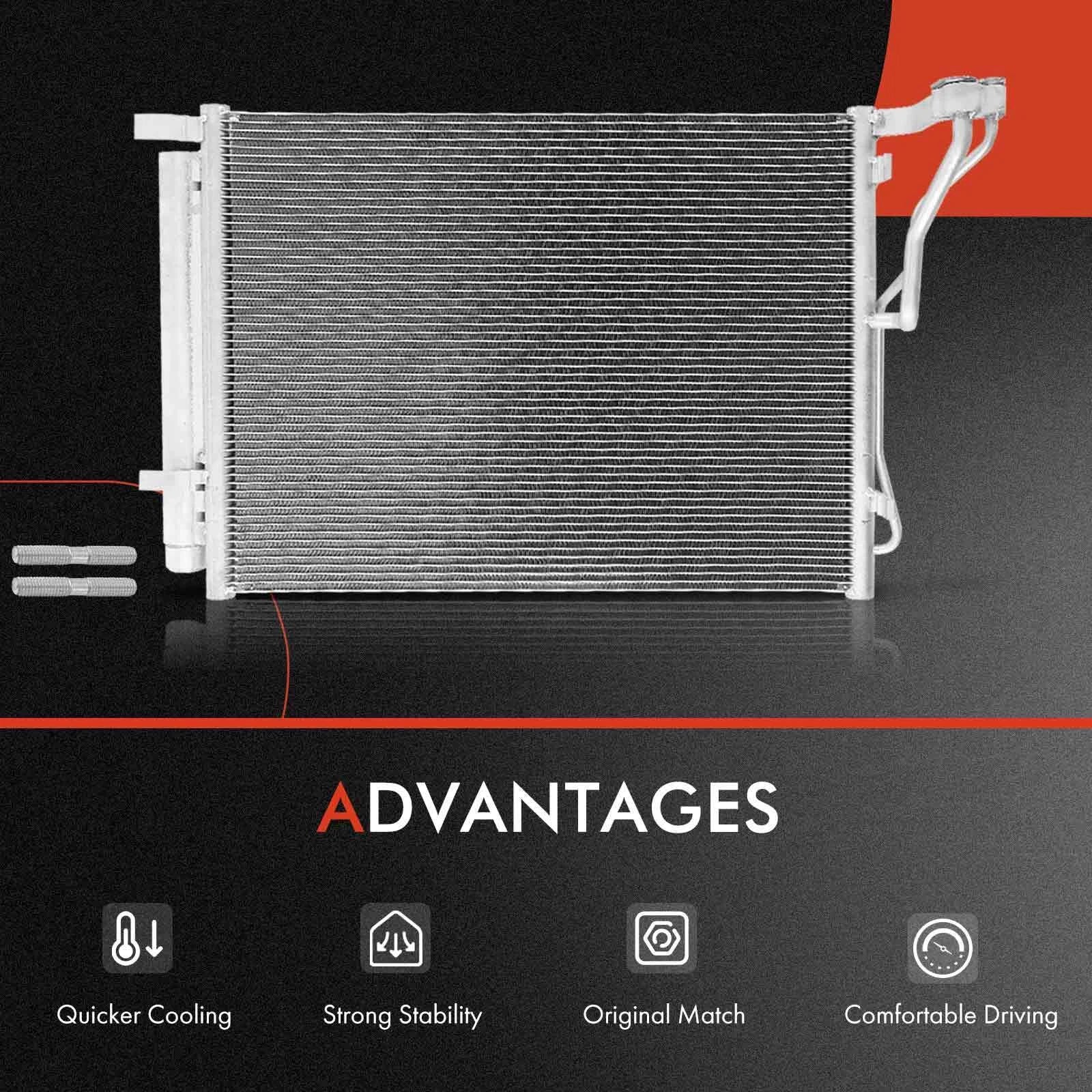 Radiator and A/C Condenser with Drier for Hyundai Sonata (2011–2014)