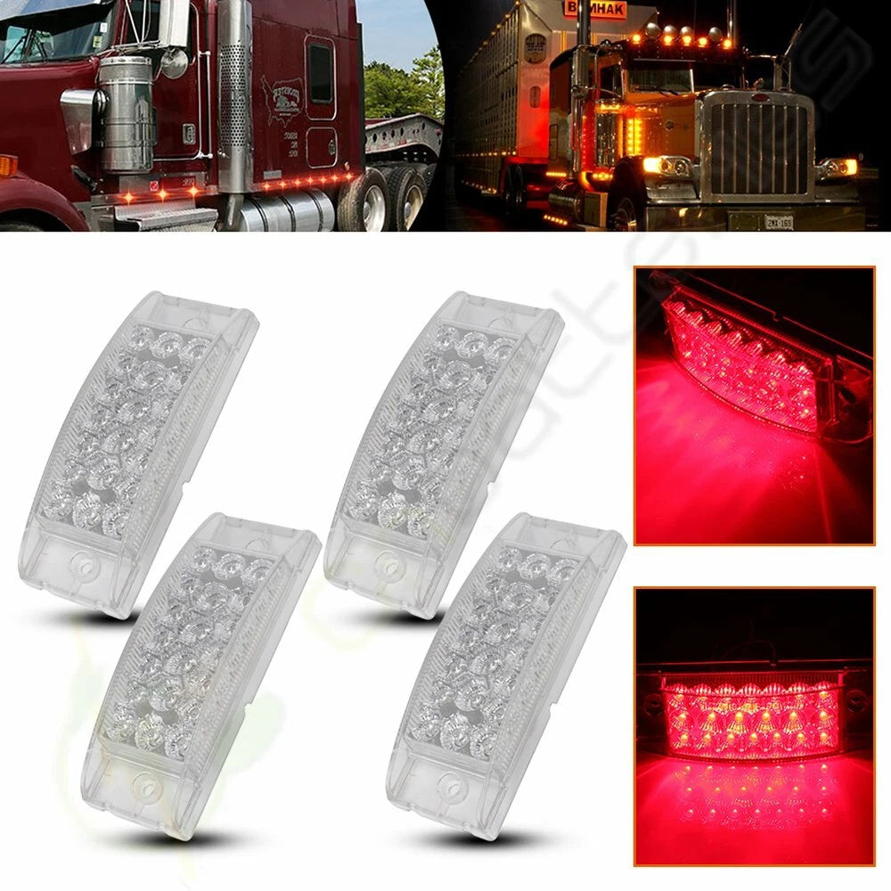 4X 6" Clear Lens Red LED Turn Signal Side Marker for Truck Trailer