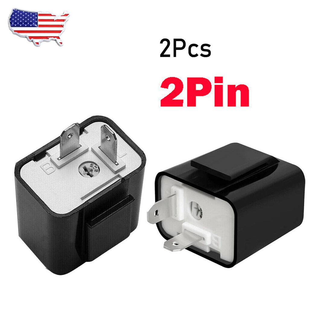2X Adjustable LED Flasher Relay for Motorcycle (2 Pin, 12V)