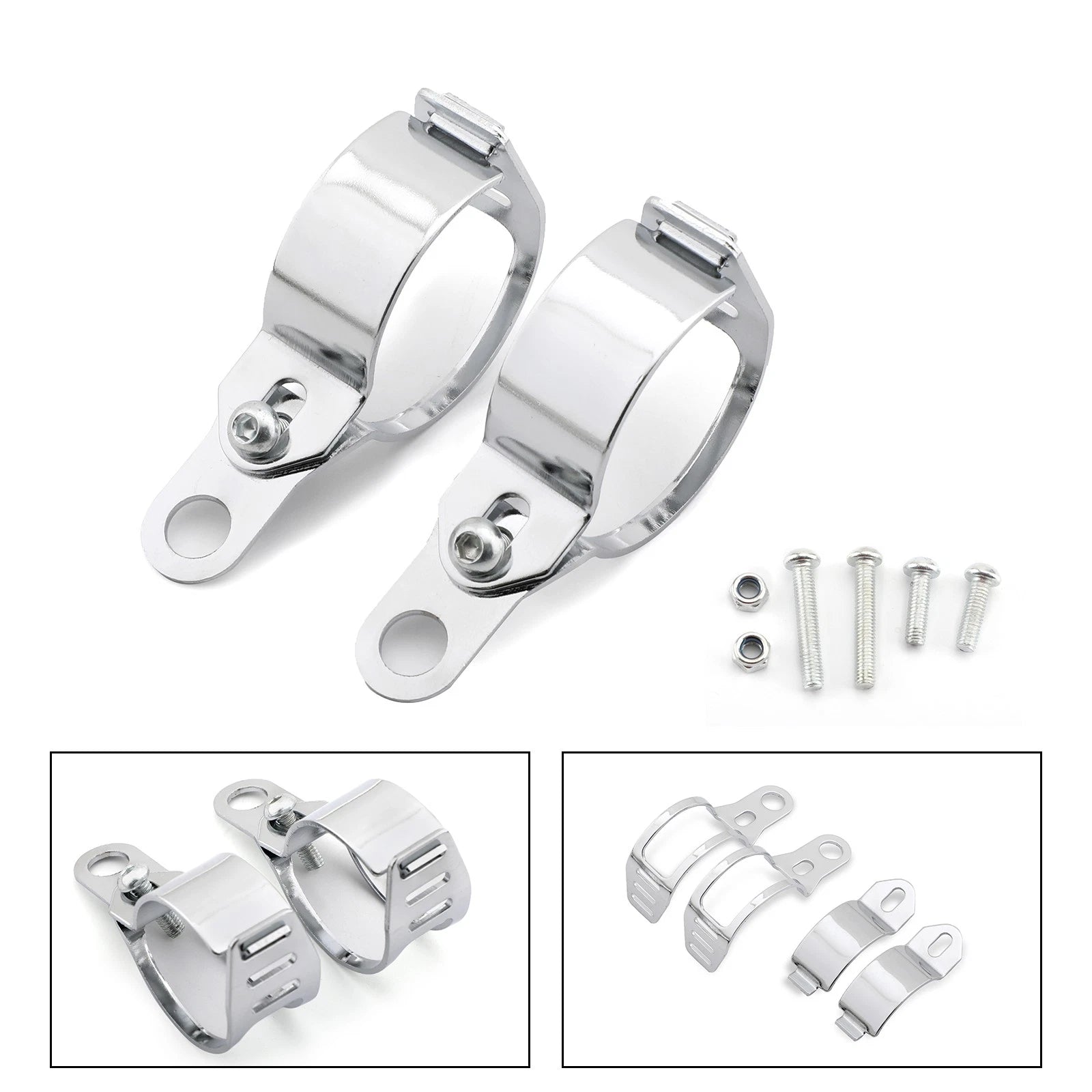 Front Turn Signal Light Bracket Holder for Universal (41-51mm, Chrome)