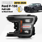 Full LED Headlight for Ford F-150 (2018–2020) w/Black Bezel & Module