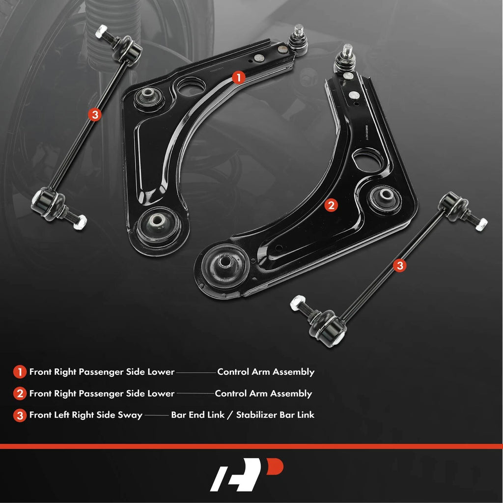 Set of 4 Front Control Arms with Ball Joints for Ford Escort (1991–1997)