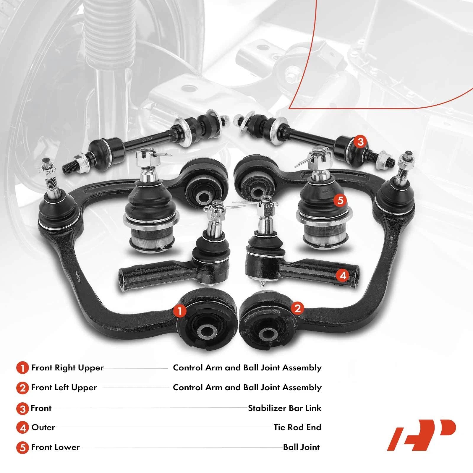 Set of 8 Front Upper Control Arm Ball Joints for Ford F-150 (2005–2008)