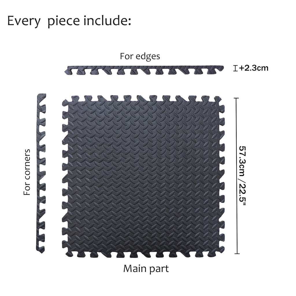 Set of 6 EVA Foam Exercise Floor Mats 24"x24" for Gym Fitness Yoga