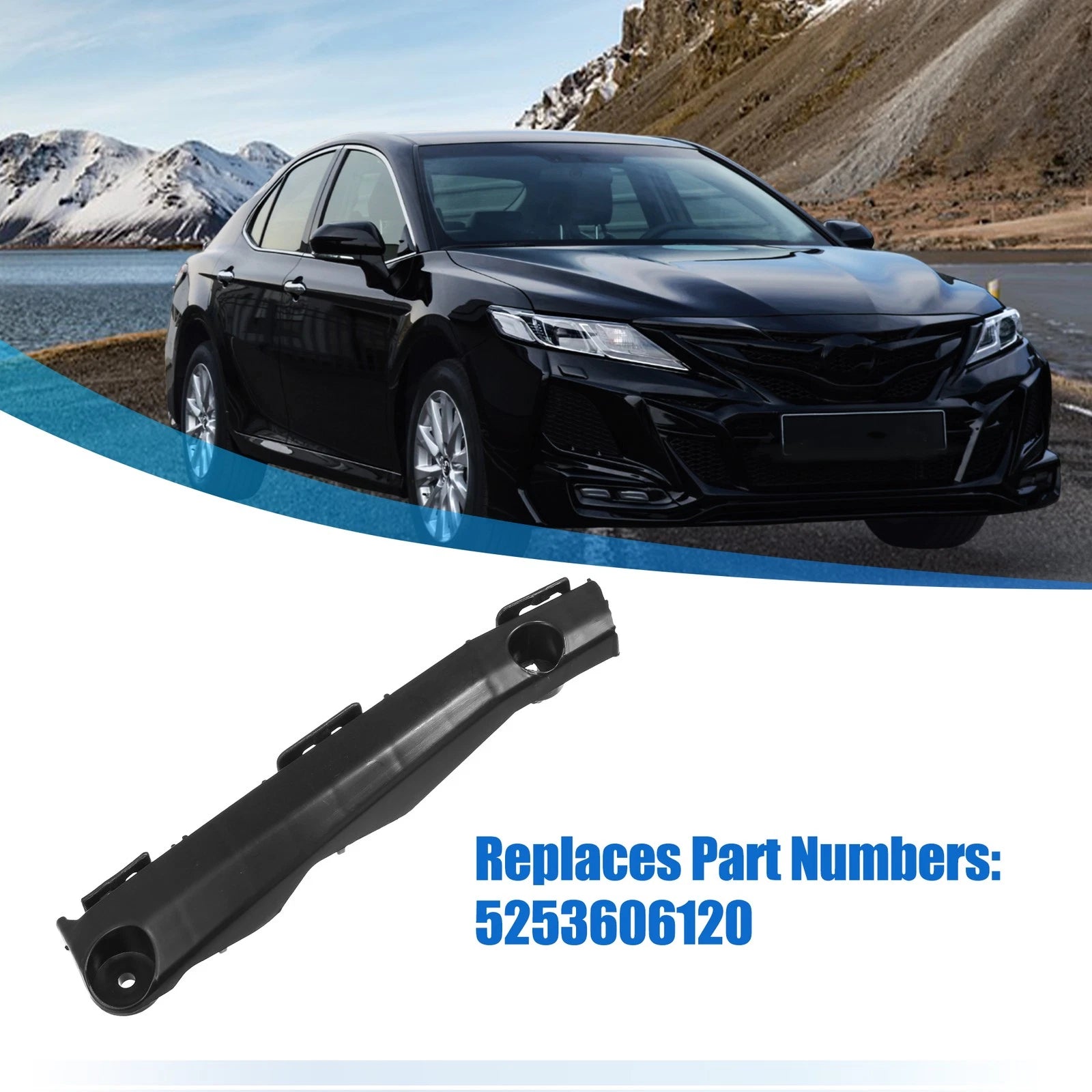 1Pcs Front Left Bumper Bracket for Toyota Camry (2018–2023) 5253606120 Plastic Black