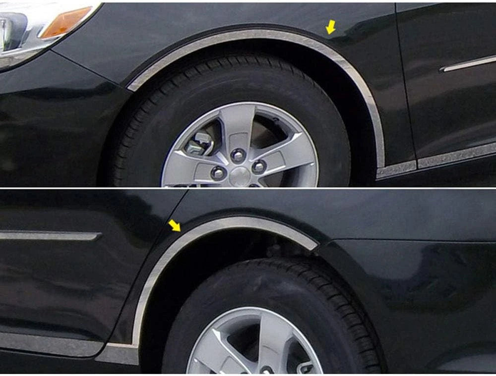 LuxuryFX Chrome 1' Fender Trim w/Gasket Cut To Rocker for 2013-2015 Chevy Malibu