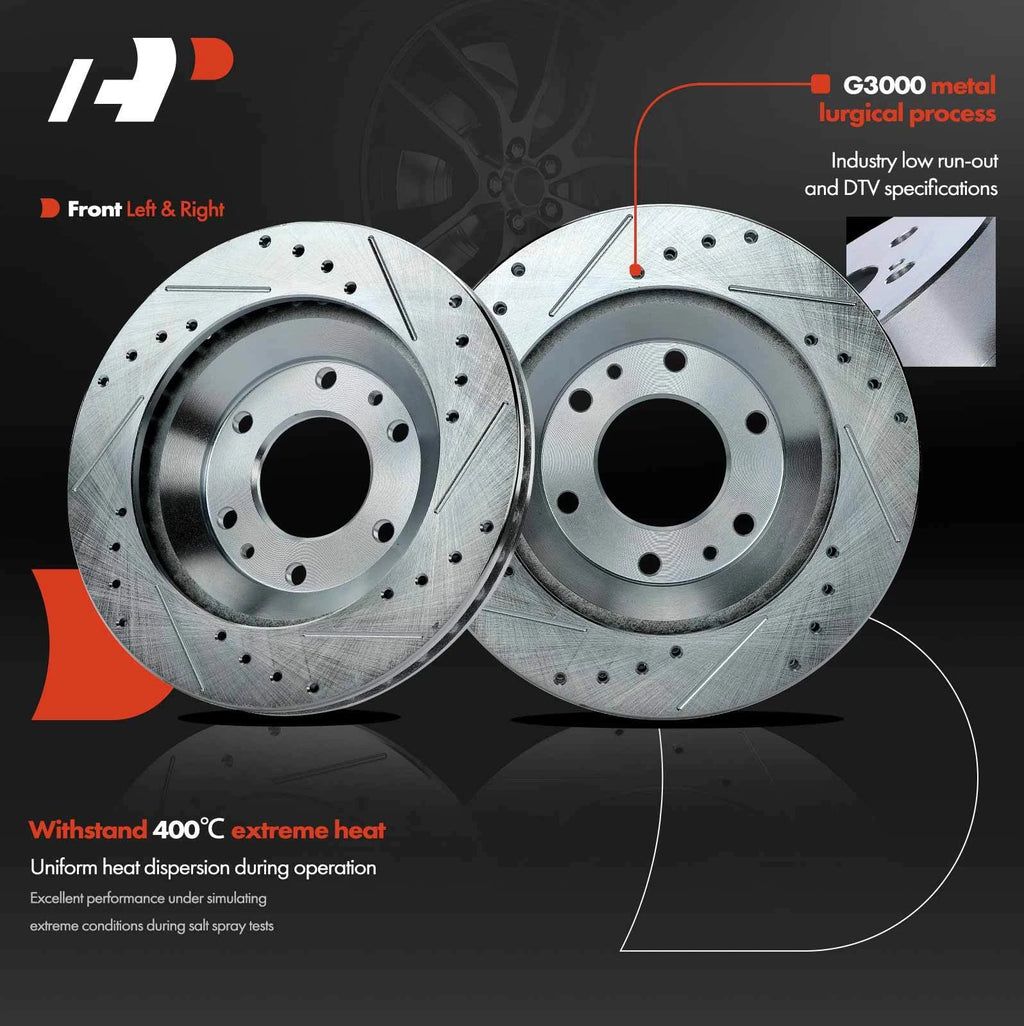 Front Drilled Brake Rotors & Ceramic Pads for GMC Envoy (2002-2009)
