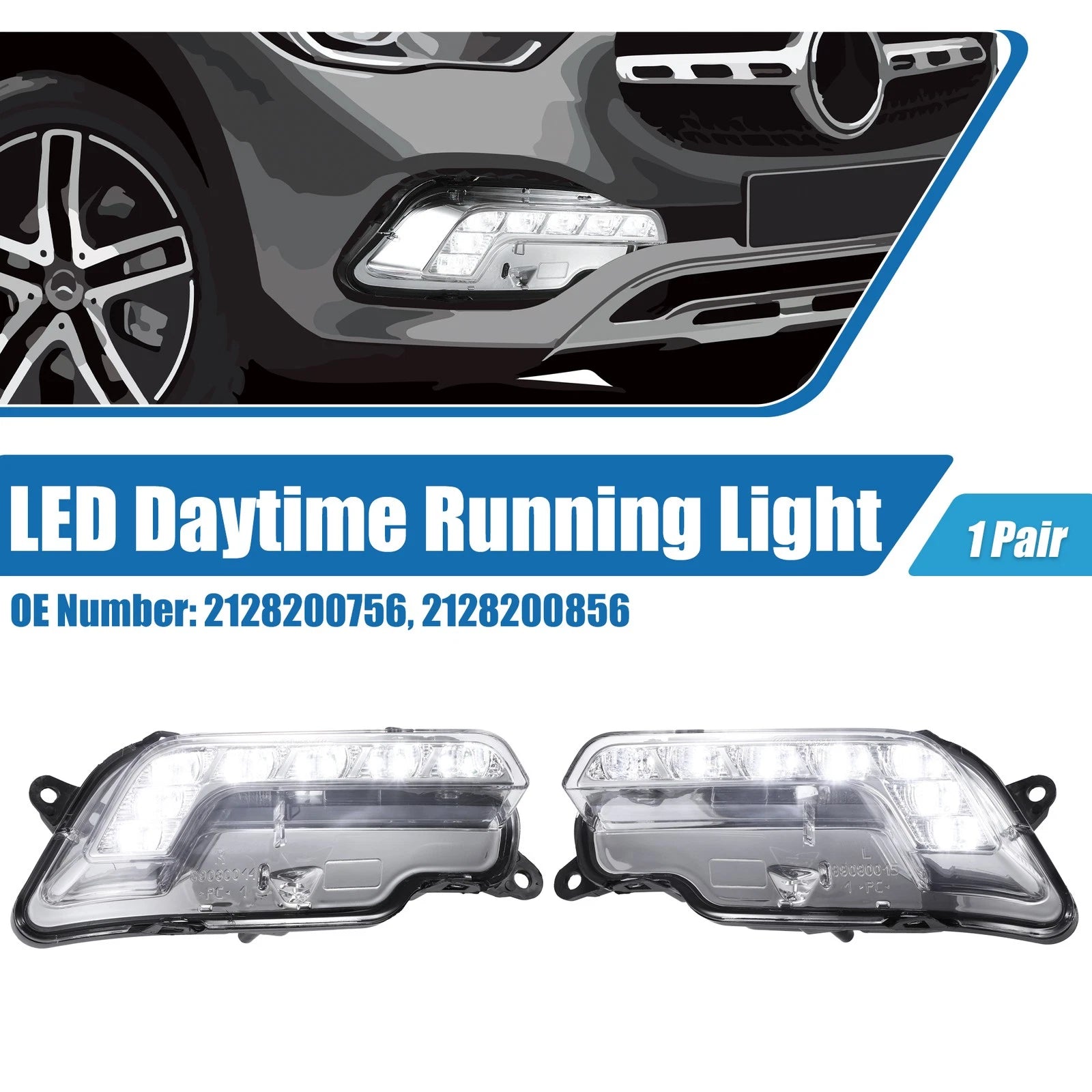 LED Daytime Running Lights 2128200756 for Mercedes (1 Pair)
