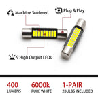 Xenon White 30MM 9SMD LED Vanity Mirror Light for Car (6641 T6, 2010-2020)