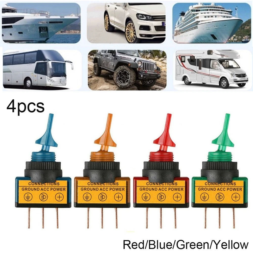 4PCS Rocker Switch with LED Light for Boat (12V SPST On/Off)