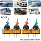 4PCS Rocker Switch with LED Light for Boat (12V SPST On/Off)