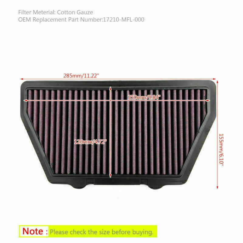 Air Intake Filter Cleaner for Honda CBR1000RR Fireblade (2008–2016) 17210-MFL-000 T9