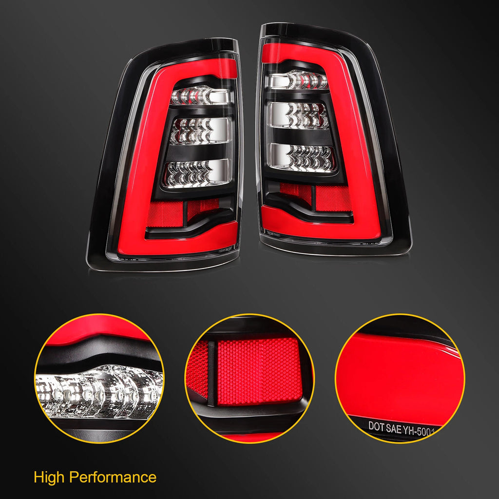 Full LED Tail Light Assembly for Dodge Ram 1500 2500 3500 (2009–2018)