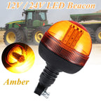 LED Rotating Flashing Amber Beacon for Tractor (Flexible DIN Pole Mount)
