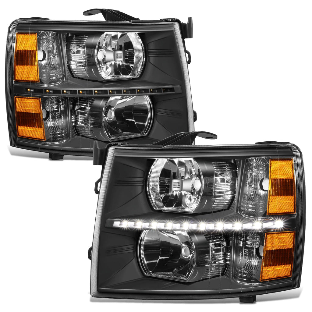 LED DRL Strip for Chevy Silverado (2007–2014) - Black Housing Amber Corner