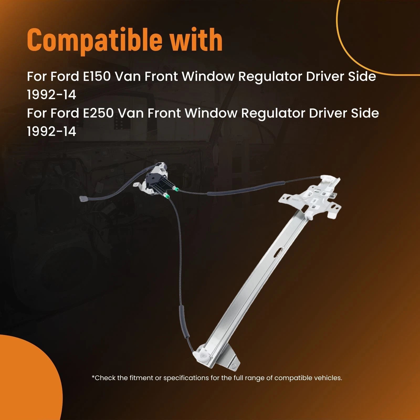 Power Window Regulator Front Left for Ford E150 E250 E350 (1992–2014)