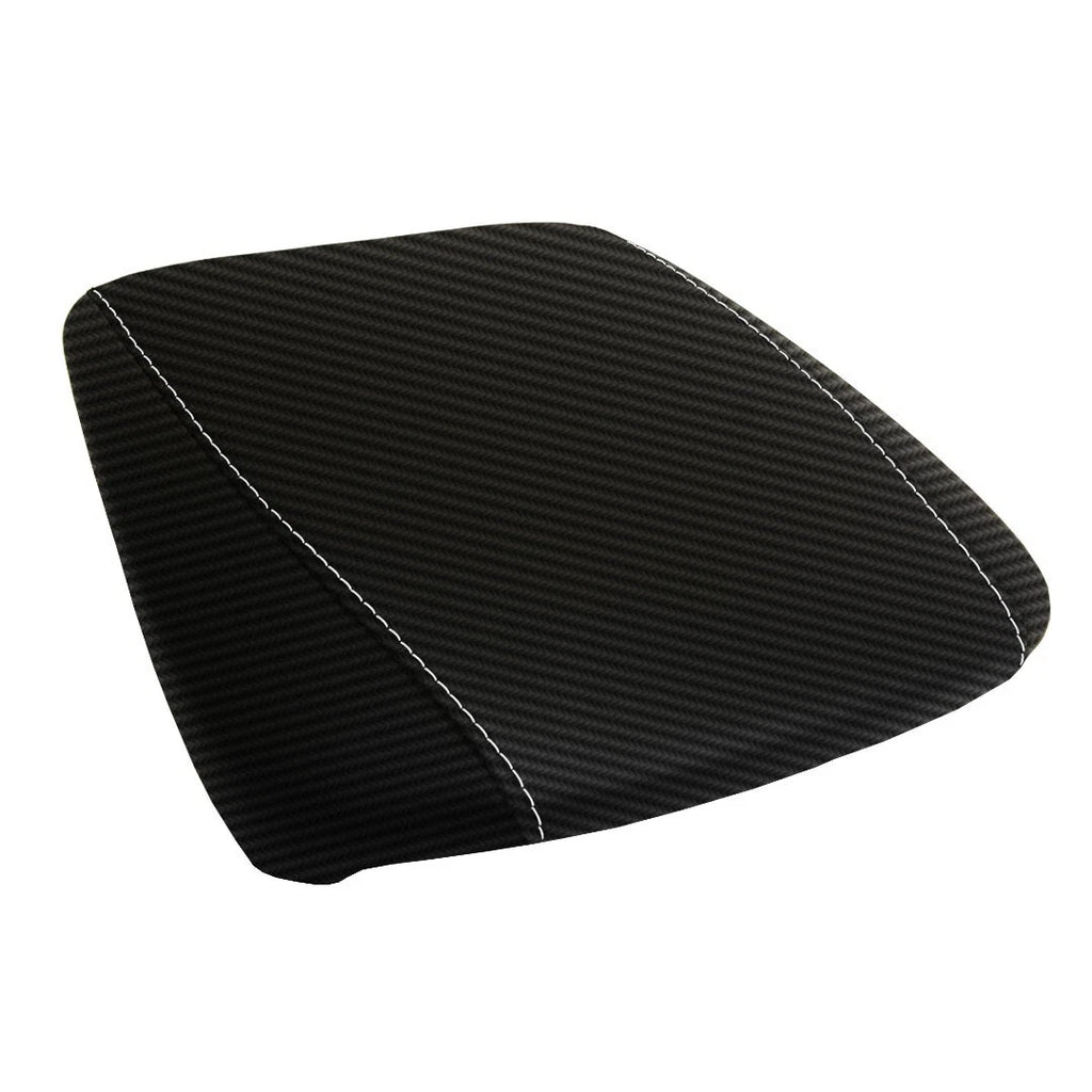 Console Armrest Cover for Acura MDX (2014–2020) Carbon Fiber White Stitch