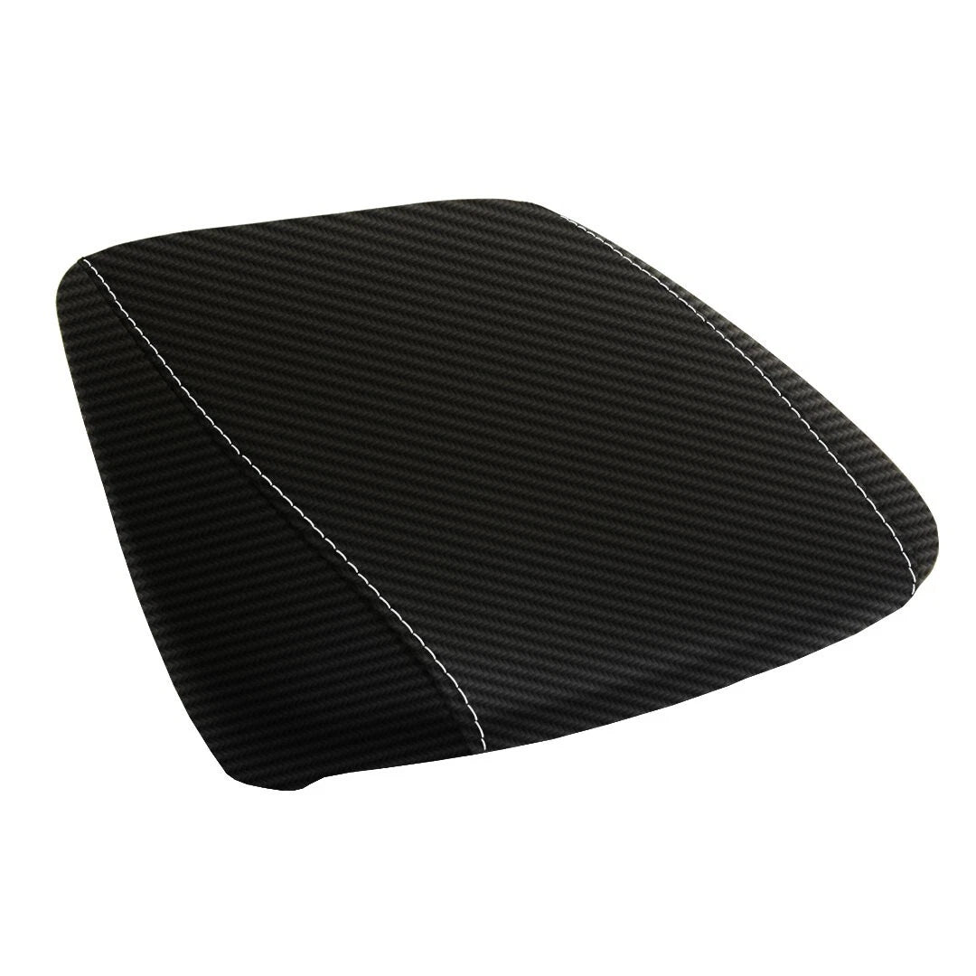 Console Armrest Cover for Acura MDX (2014–2020) Carbon Fiber White Stitch