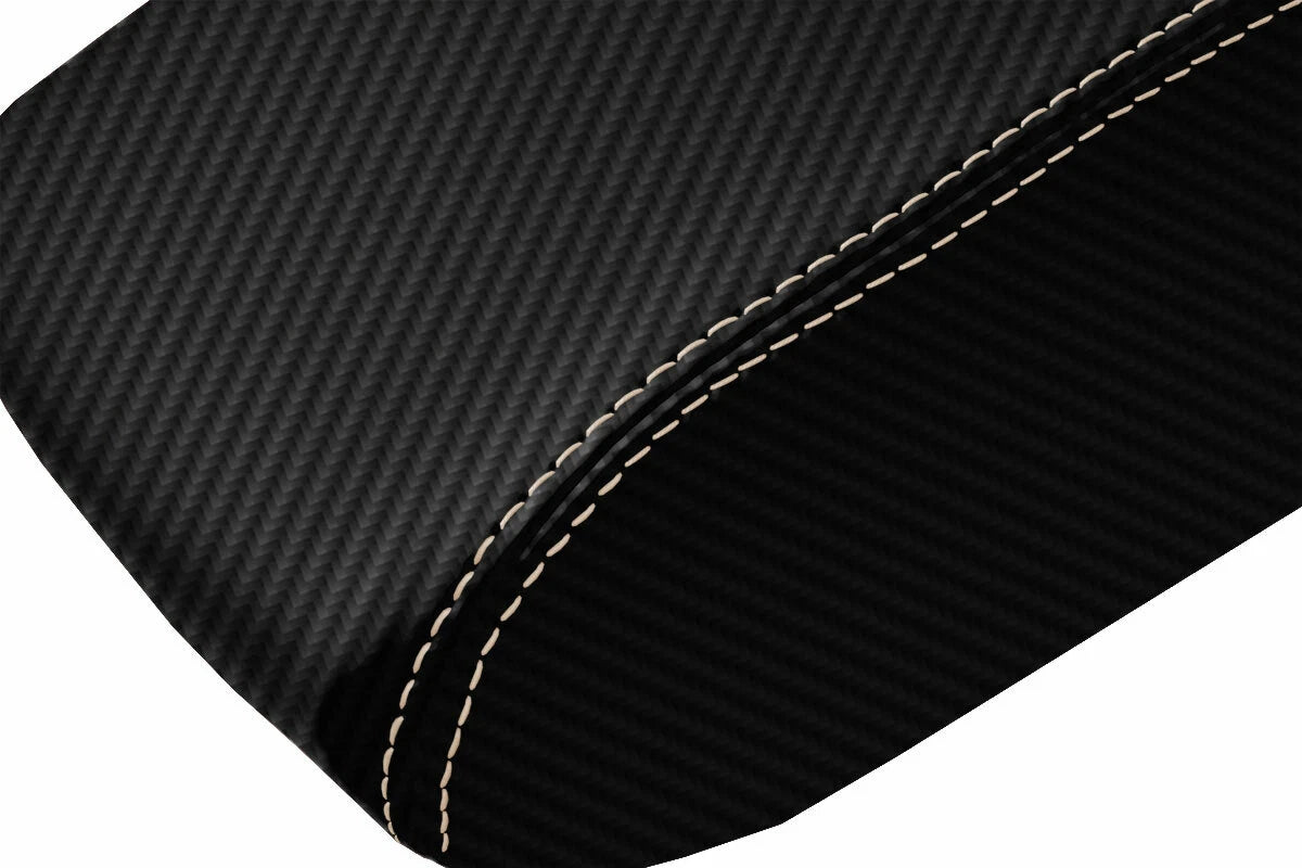 Console Lid Cover for Jeep Grand Cherokee (2011–2019) Carbon Fiber Beige Stitch