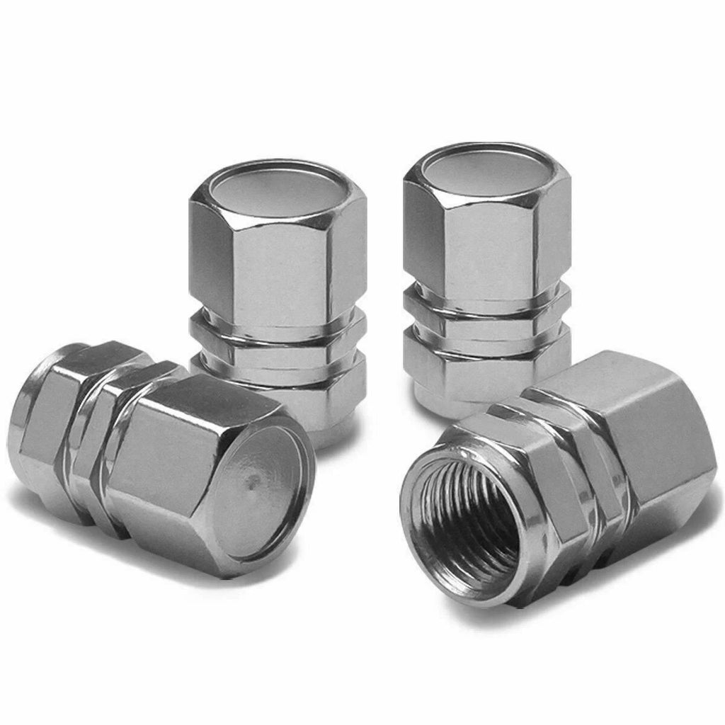 Silver Metal Wheel Valve Caps for Universal Tire Tyres (-)