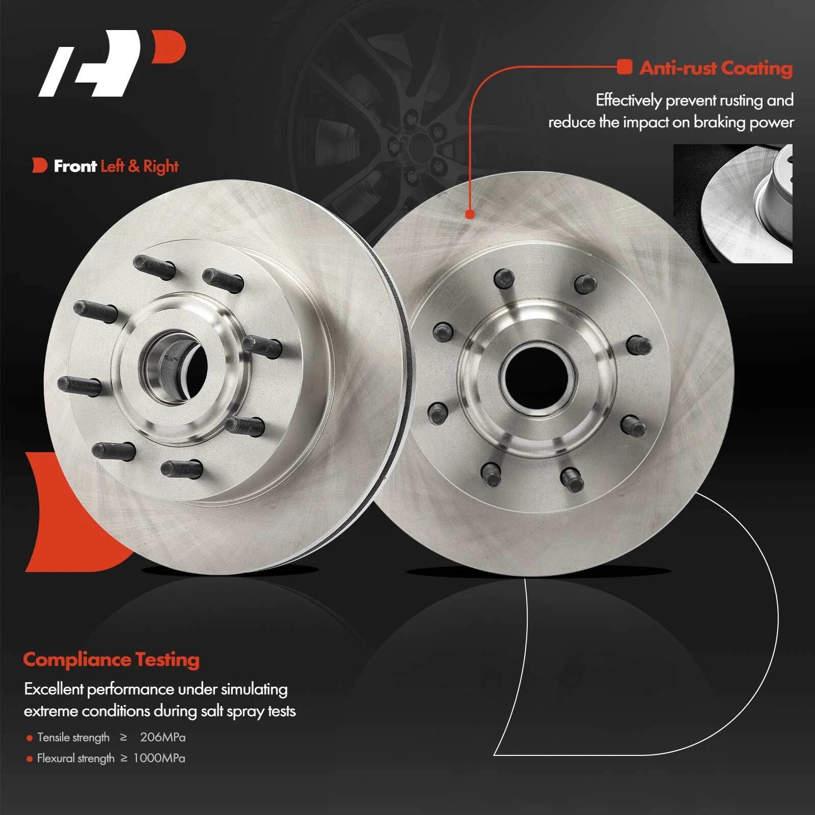 Set of 2 Front Disc Brake Rotors & Ceramic Pads for Ford Excursion (2005)