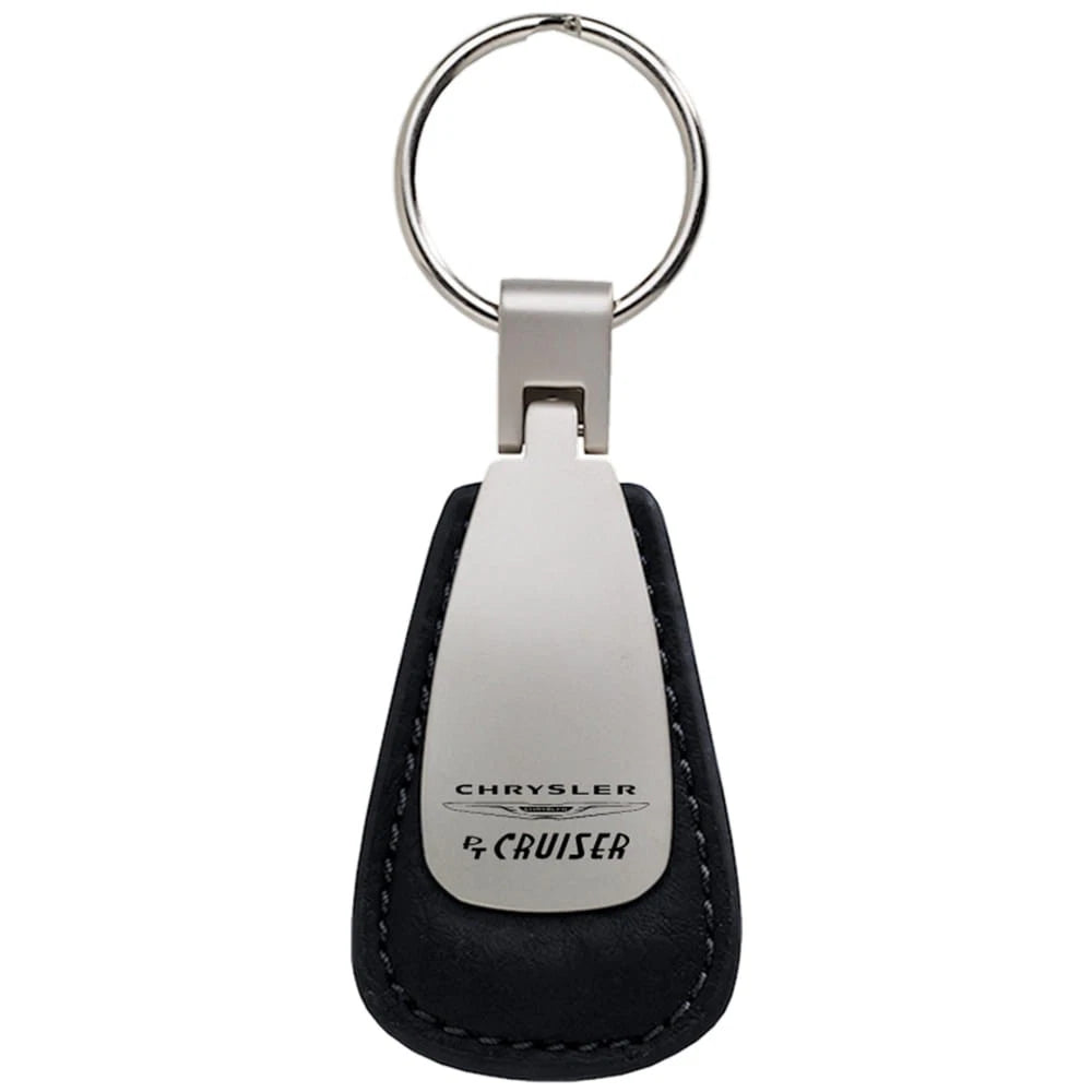 Black Leather Teardrop Keychain - Officially Licensed for Chrysler PT Cruiser