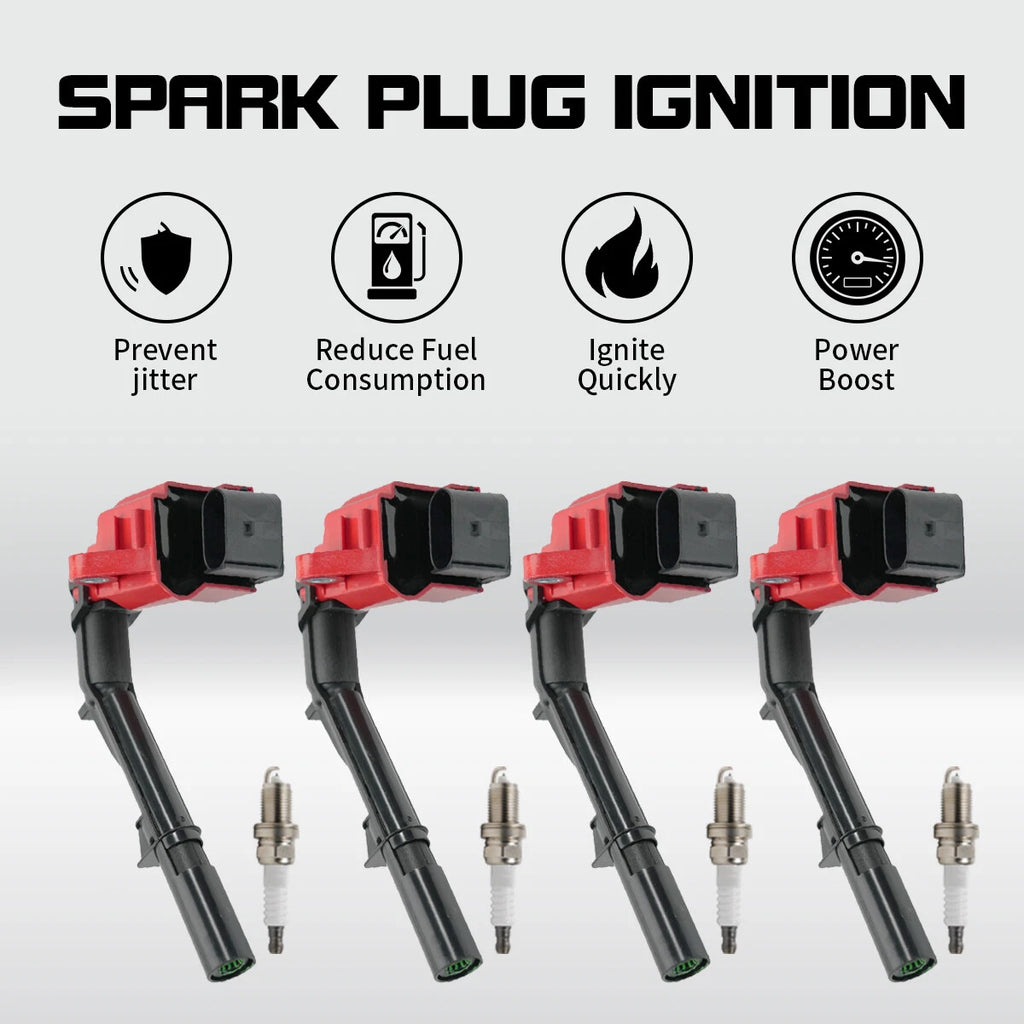 Set of 4 Ignition Coils & Spark Plugs for Mercedes Benz C300 CLA250 (2015–2020) UF734