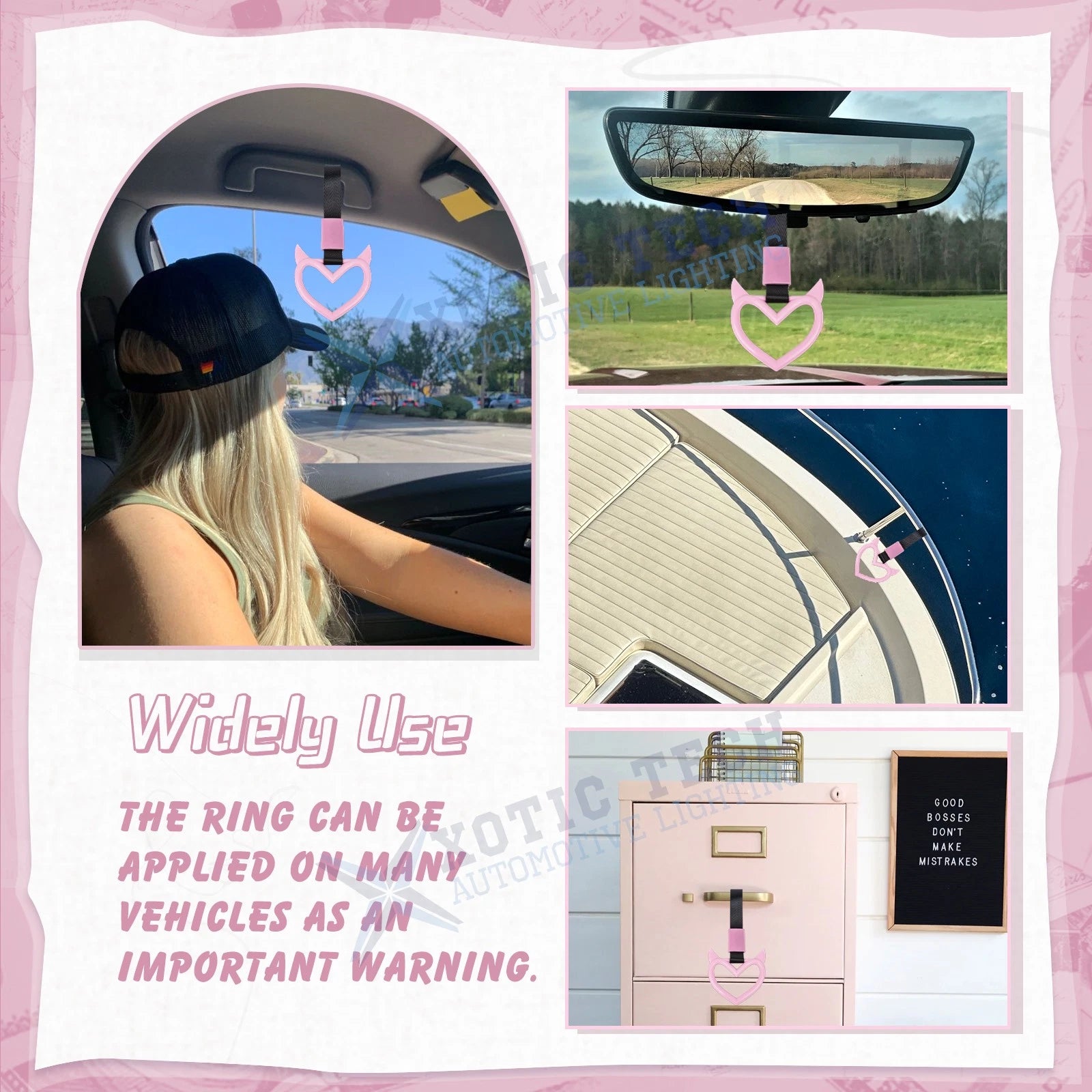 Pink Tsurikawa Devil Heart Hanger Ring for Japanese Car (Universal)