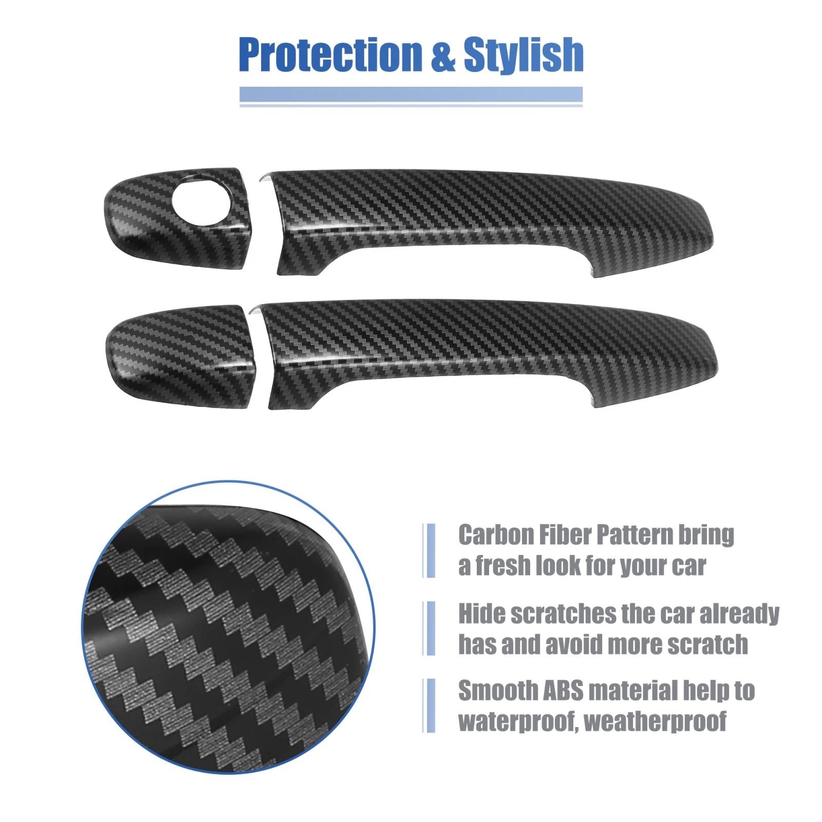 8 Pcs Carbon Fiber Door Handle Cover Trim w/ Key Hole for Subaru WRX STi (2015–2021)