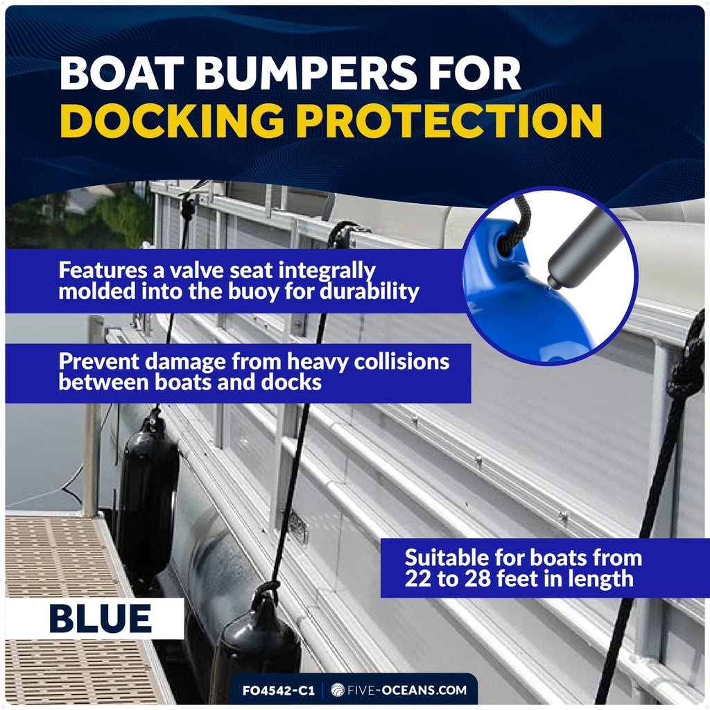 Set of 4 Boat Fenders for (6.5"x23", Blue)