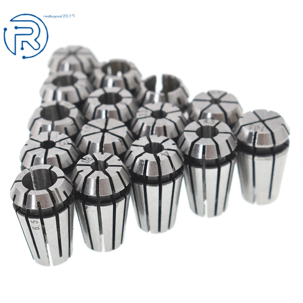 15-Piece ER11 Spring Collet Set for CNC Milling Lathe Engraving Machine