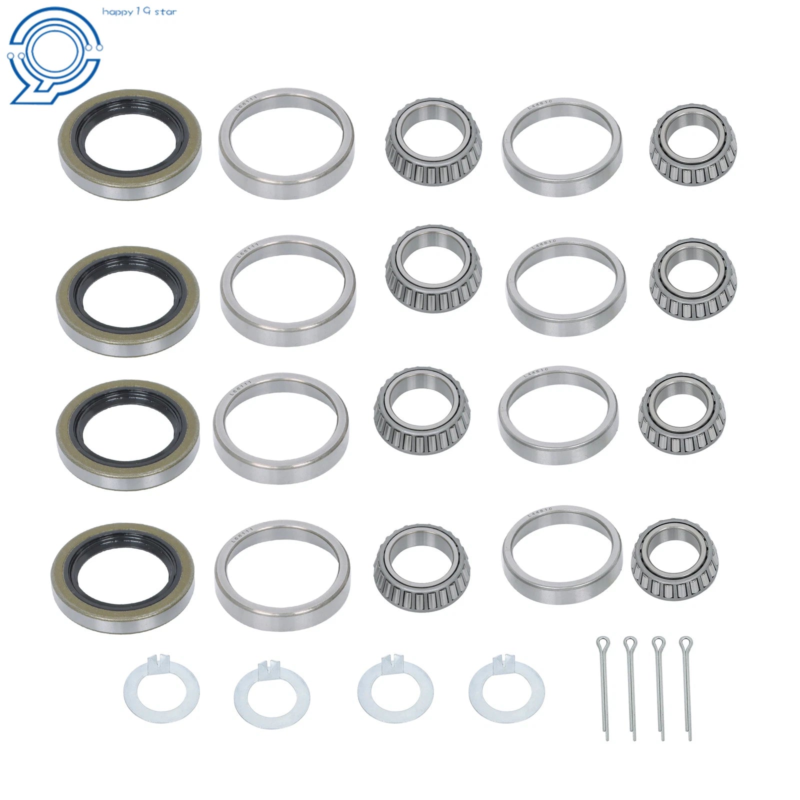 Set of 4 Trailer Bearing Kits for 3500 Lbs Axles (1-3/8" to 1-1/16")