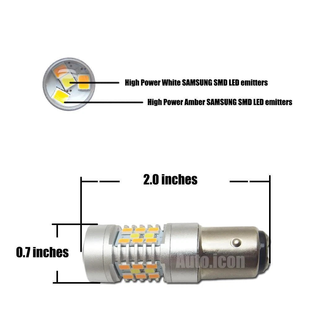 2X White Amber Switchback LED Turn Signal Bulbs for Suzuki Hayabusa (2008–2020)