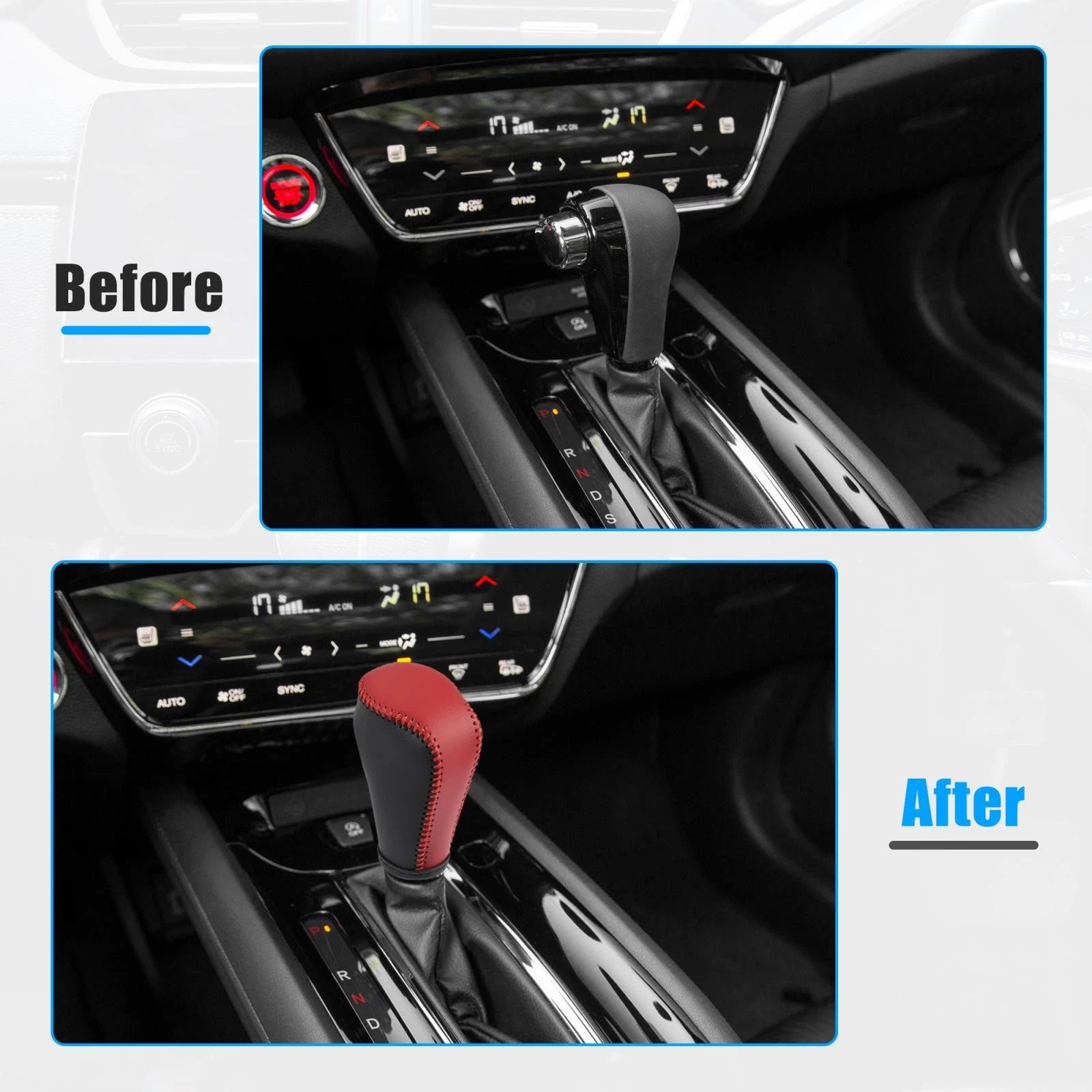 Shift Knob Cover for Mazda 3 (2014–2018) - Black Red with Red Stitches