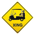 Golf Cart Xing Metal Sign for Golf Cart (12 x 12)