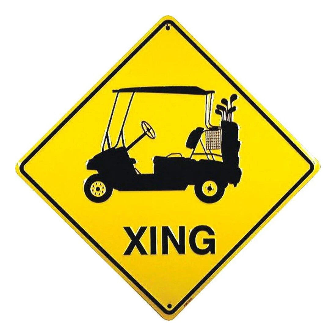 Golf Cart Xing Metal Sign for Golf Cart (12 x 12)