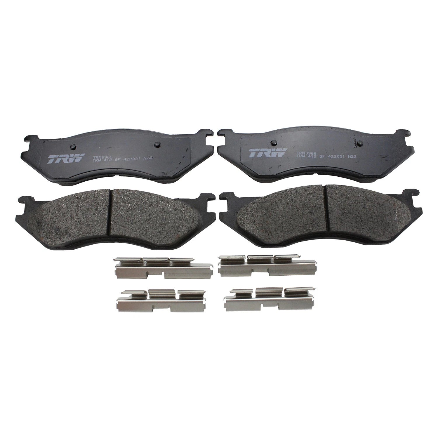 Set of 4 TRW Pro Metallic Brake Pads with Clips for Dodge Ram 1500 Van Durango (1994–2003)