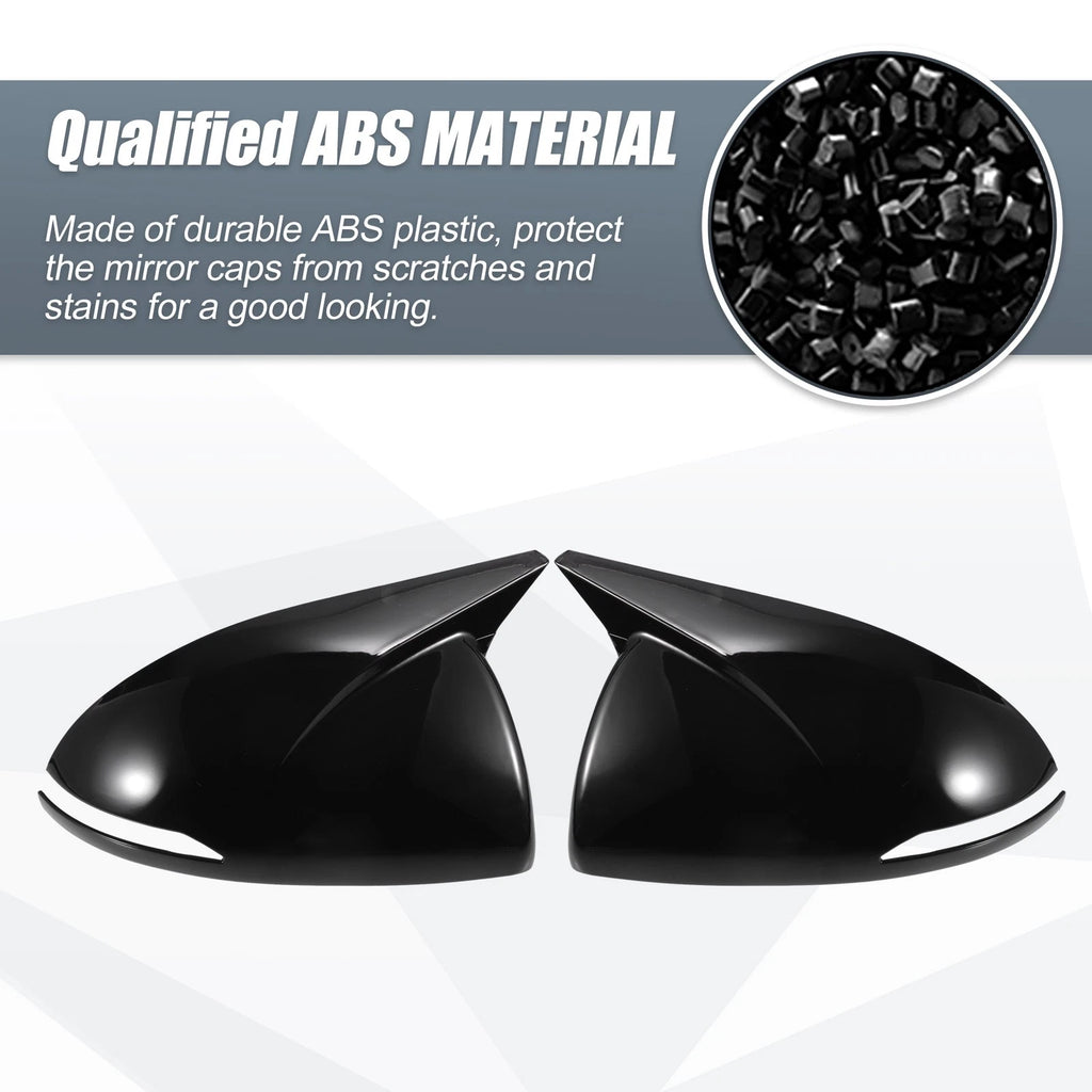 Pair Rearview Mirror Cover Overlay Gloss Black for Hyundai Sonata (2020–2023)