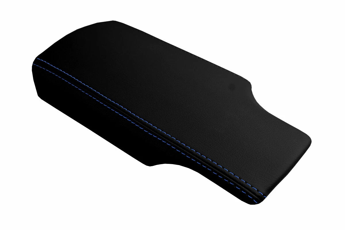 Leather Console Lid Armrest Cover for Porsche 987 Cayman (2005–2012) Blue Stitch