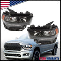Set of 2 Halogen Headlights for Ram 2500 3500 (2019–2024) Left+Right Black