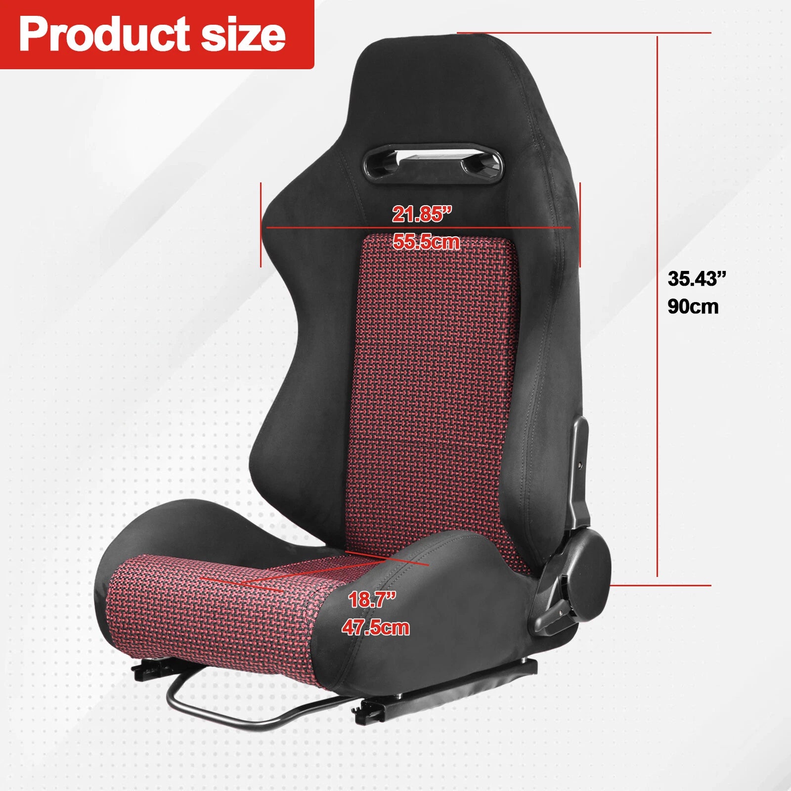 1 Pair Reclinable Racing Seats for Universal Fit (Classic Black PVC)