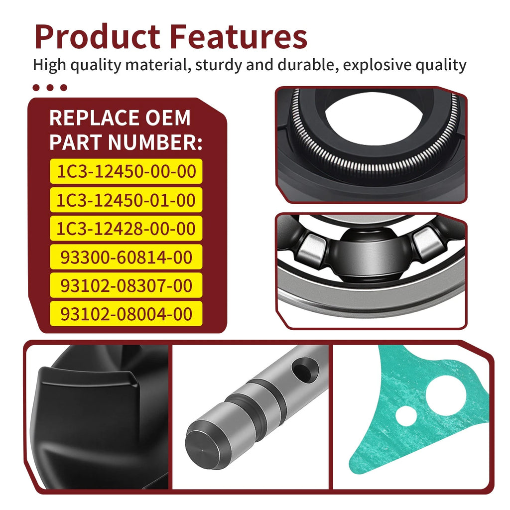 Water Pump Impeller Shaft Kit with Cover Gasket for Yamaha YZ125 YZ125X (2005–2024)