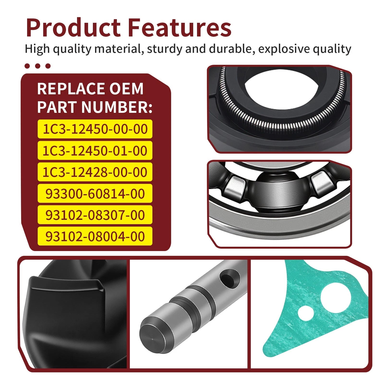 Water Pump Impeller Shaft Kit with Cover Gasket for Yamaha YZ125 YZ125X (2005–2024)