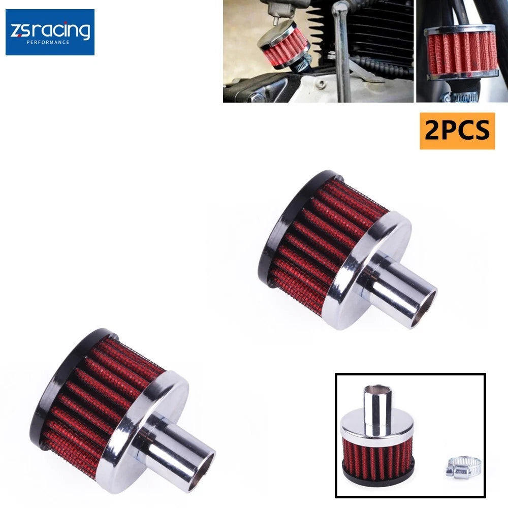 2X Cold Air Intake Filter for Turbo Vent Crankcase Breather Valve Cover