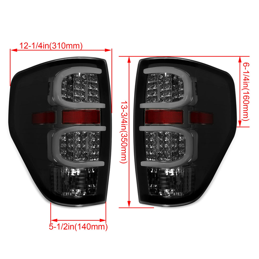 Dual Red LED Bar Tail Lights for Ford F-150 (2009–2014) Black/Smoked