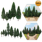 56pcs Mixed Model Tree Set for HO OO Scale Railroad Landscape Decor