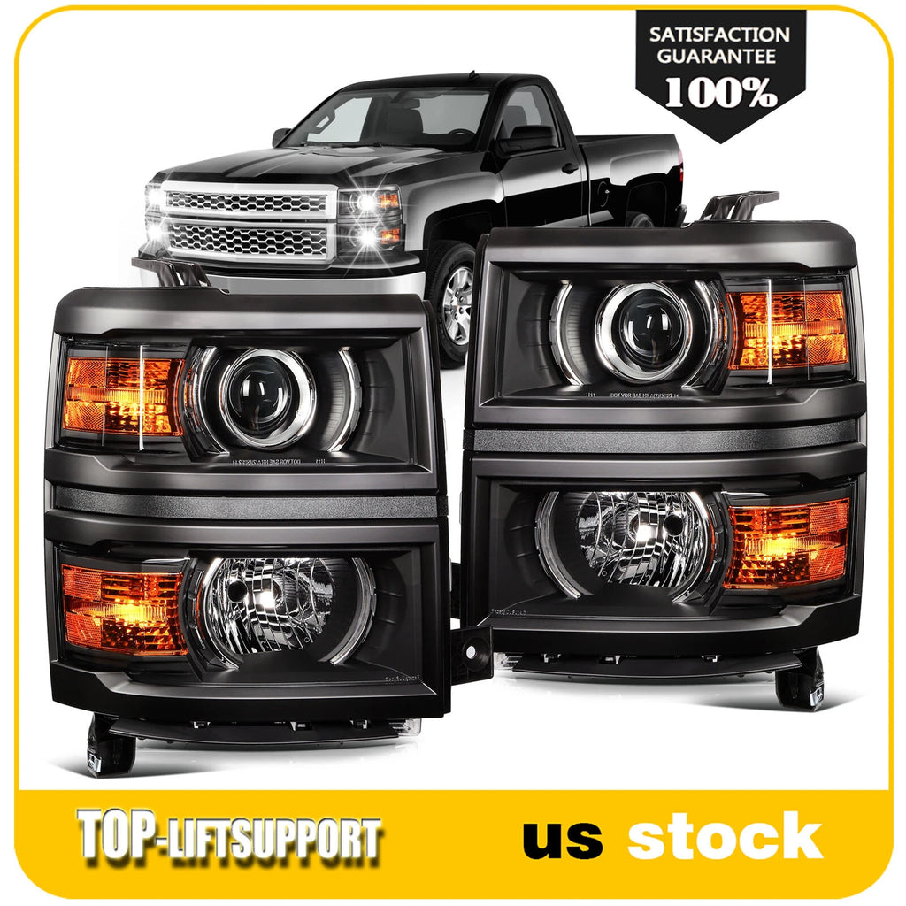 Headlight Assembly for Chevy Silverado 1500 (2014–2015) Black Housing Projector