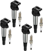 Set of 4 Ignition Coil Packs & Spark Plugs for Mini Cooper (2007–2016)